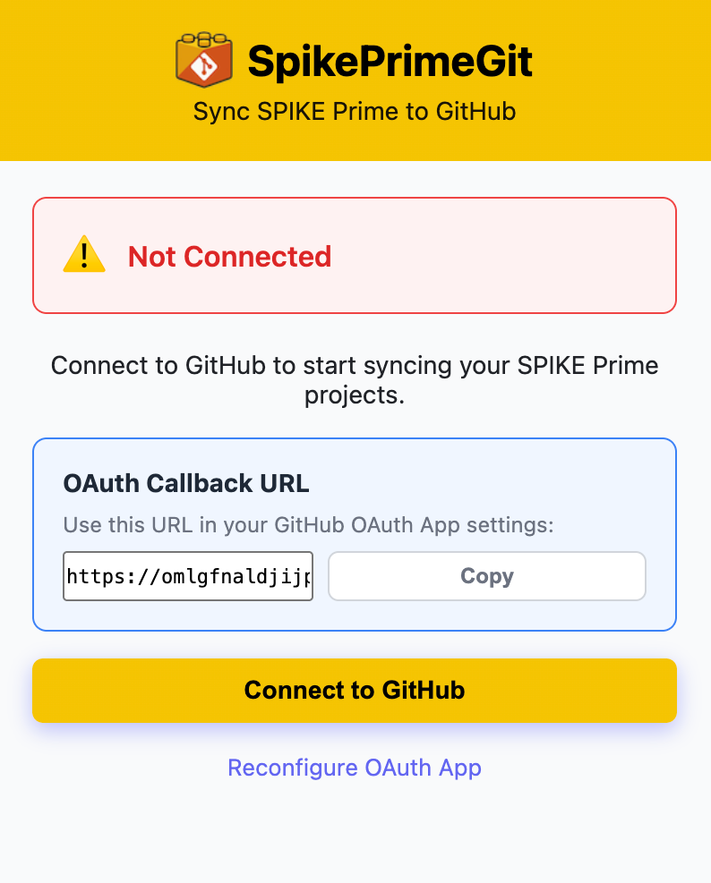 Extension before GitHub connection